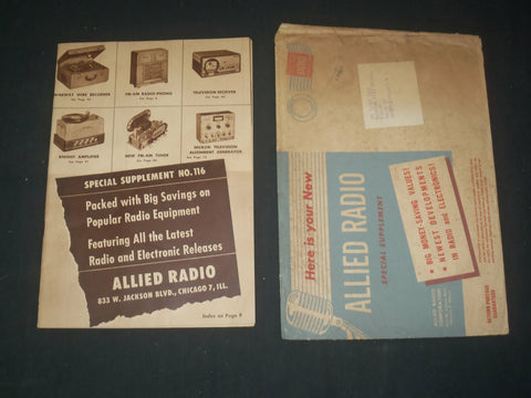 1948 ALLIED RADIO SPECIAL SUPPLEMENT NO. 116 & ENVELOPE - ST 997J