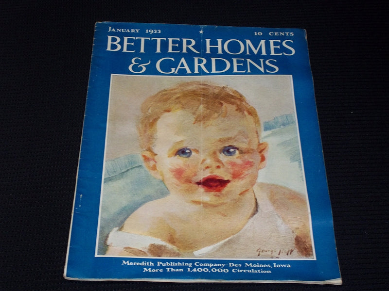 1933 JANUARY BETTER HOMES & GARDENS MAGAZINE - ILLUSTRATED FRONT COVER - E 5520