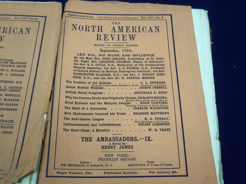 1903 NORTH AMERICAN REVIEW LOT OF 5 ISSUES - GREAT STORIES/ARTICLES - WR 666