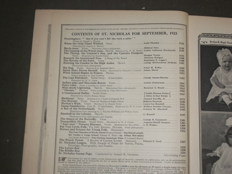 1923 SEPTEMBER ST. NICHOLAS MAGAZINE - ILLUSTRATIONS, STORIES & ADS - B 4633