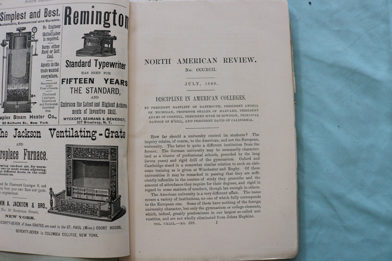 1889 THE NORTH AMERICAN REVIEW SOFTCOVER BOOK - THE NEGRO INTELLECT - K 3295