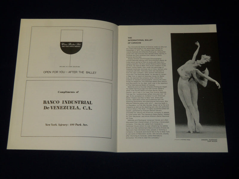 1979 THE INTERNATIONAL BALLET OF CARACAS PROGRAM - ZHANDRA RODRIGUEZ - J 5065