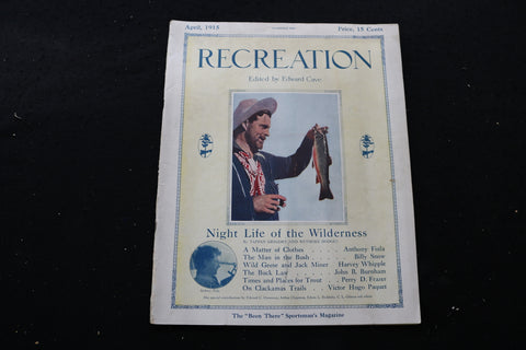 1915 APRIL RECREATION MAGAZINE - NIGHT LIFE OF THE WILDERNESS COVER - E 9784
