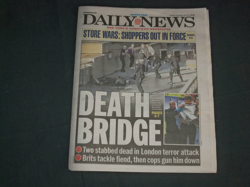 2019 NOVEMBER 30 NEW YORK DAILY NEWS NEWSPAPER - LONDON BRIDGE STABBINGS