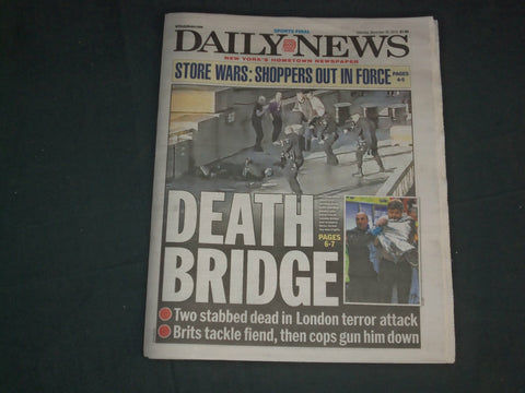 2019 NOVEMBER 30 NEW YORK DAILY NEWS NEWSPAPER - LONDON BRIDGE STABBINGS