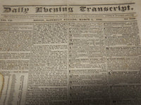 1835-1836 DAILY EVENING TRANSCRIPT NEWSPAPER LOT OF 2 - BOSTON - K 76
