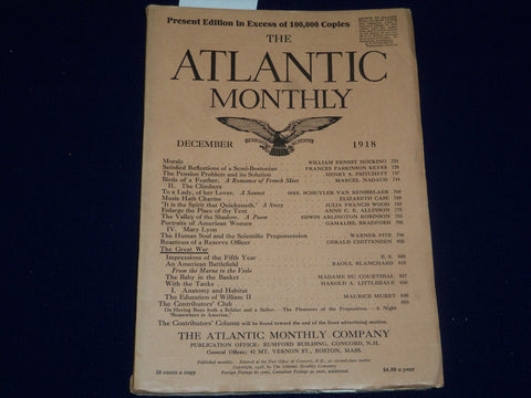 1918 DECEMBER THE ATLANTIC MONTHLY MAGAZINE - MAXFIELD PARRISH ILLUS. - ST 5497