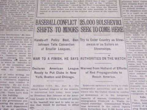 1920 NOVEMBER 10 NEW YORK TIMES - BASEBALL CONFLICT SHIFTS TO MINORS - NT 6729