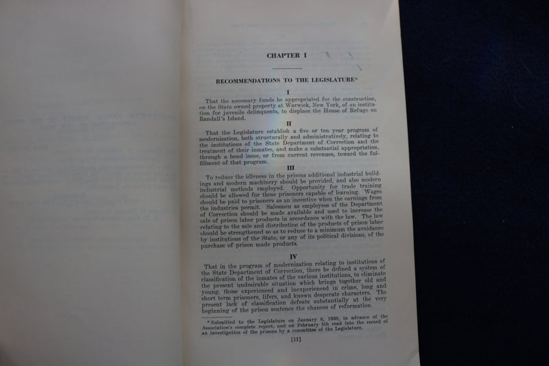 1929 PRISON ASSOCIATION OF NEW YORK ANNUAL REPORT SOFTCOVER BOOK - K 864