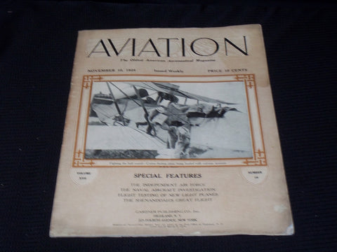 1924 NOVEMBER 10 AVIATION MAGAZINE - COTTON DUSTING PLANE FRONT COVER - E 4224