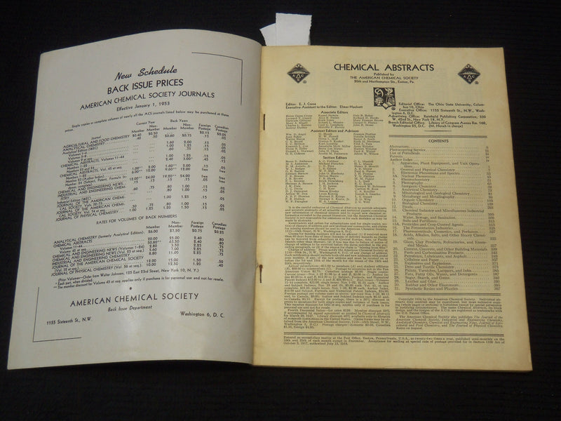 1954 JANUARY 10 CHEMICAL ABSTRACTS MAGAZINE - VOLUME 48 NUMBER 1 - K 2664