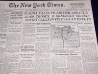 1941 JAN 6 NEW YORK TIMES - RAG EDN - BARDIA FALLS TO BRITISH ASSAULT - NT 1441