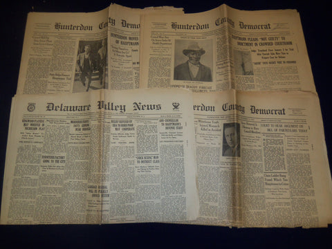 1934 HUNTERDON COUNTY DEMOCRAT LINDBERGH HAUPTMANN NEWSPAPER LOT OF 6 - O 129