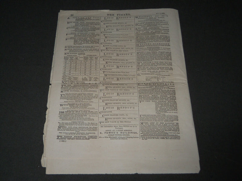 1873 AUGUST 9 THE LONDON FIGARO NEWSPAPER - NICE ILLUSTRATIONS - J 2758