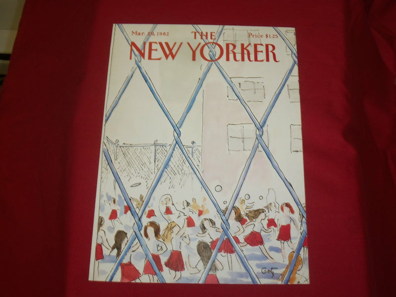 1982 MARCH 29 NEW YORKER MAGAZINE FRONT COVER ONLY - GREAT ART FOR FRAMING