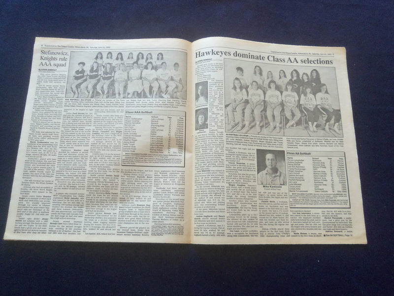 1992 JUNE 20 TIMES LEADER SPECIAL SECTION-WILKES-BARRE -SPRING ALL-STARS-NP 6182
