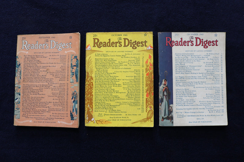 1943 READER'S DIGEST MAGAZINE - LOT OF 9 - O 3446