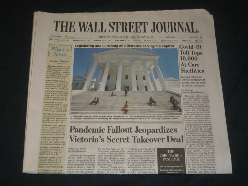 2020 APRIL 23 THE WALL STREET JOURNAL NEWSPAPER -VICTORIA'S SECRET TAKEOVER DEAL