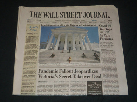 2020 APRIL 23 THE WALL STREET JOURNAL NEWSPAPER -VICTORIA'S SECRET TAKEOVER DEAL