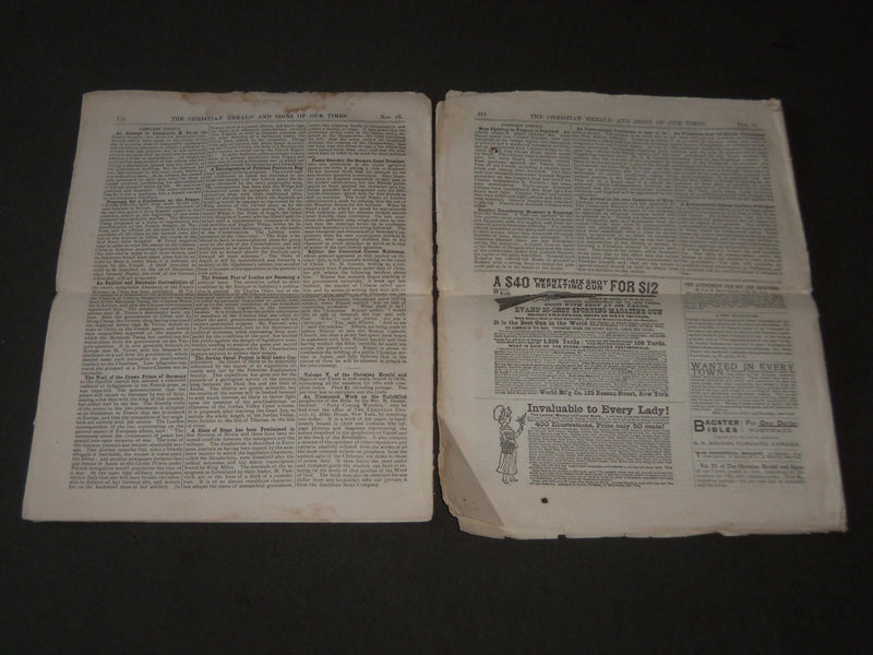 1884 CHRISTIAN HERALD NEWSPAPER LOT OF 2 - R. S. DOBBS - KING & QUEEN - NP 2841
