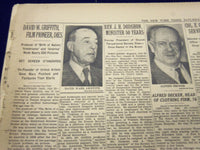 1948 JULY 24 NEW YORK TIMES - D. W. GRIFFITH FILM PIONEER DIES - NT 132