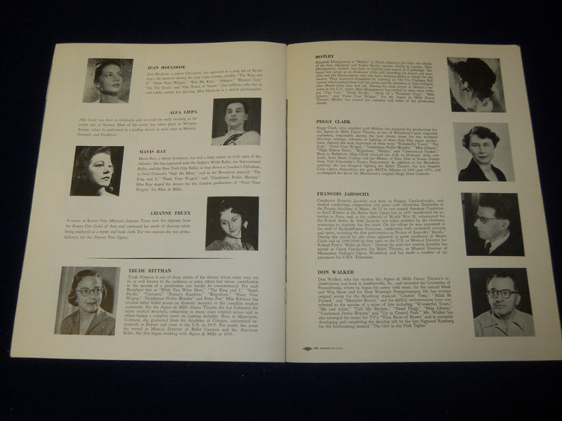 1953-1954 AGNES DE MILLE DANCE THEATRE PROGRAM - S. HUROK - PHOTOS - J 5043