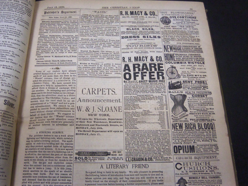 1882 JUL-DEC THE CHRISTIAN UNION MAGAZINE BOUND VOLUME - NICE PHOTOS - R 636