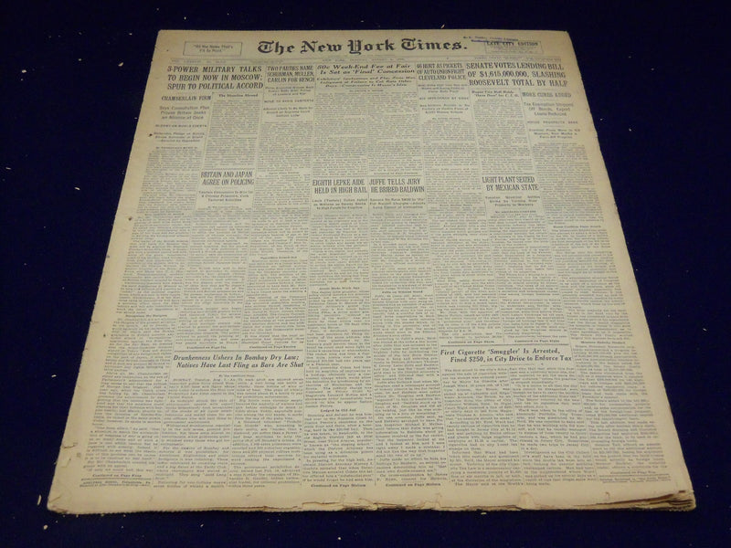 1939 AUGUST 1 NEW YORK TIMES - 50C WEEK-END AT FAIR - NT 3148
