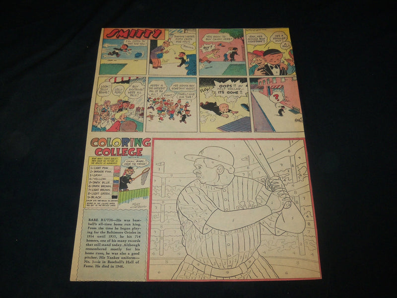 1963 NY DAILY SUNDAY NEWS BABE RUTH COLORING COLLEGE COMICS LOT OF 3 - NP 5384