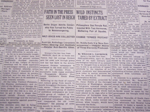 1935 APRIL 20 NEW YORK TIMES - FAITH IN PRESS LOST IN REICH - NT 3805