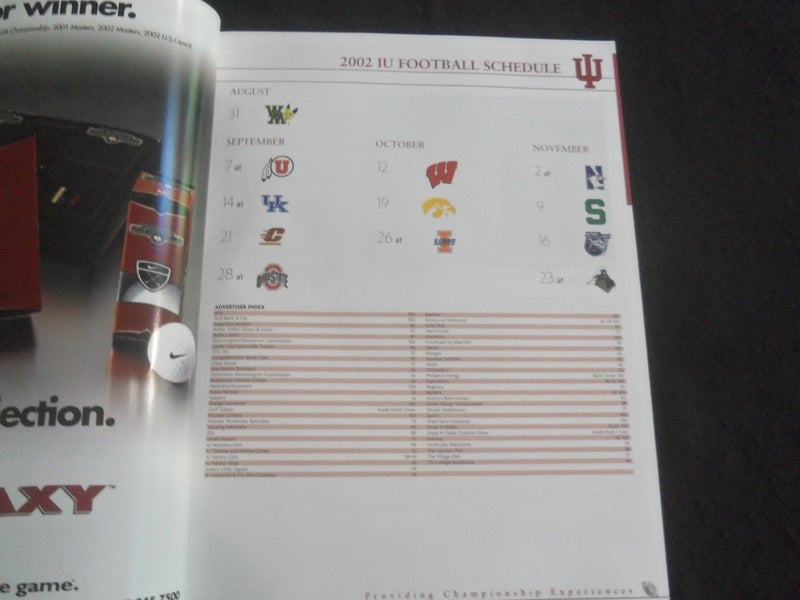 2002 NOV 16 FOOTBALL PROGRAM - INIDANA UNIVERSITY VS PENN STATE UNIV - B 5534D