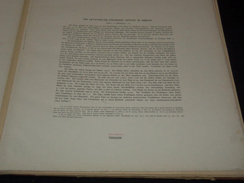 1929 DIE ALTATTISCHE STEHENDE GOTTIN IN BERLIN VOLUME BY THEODOR WIEGAND - Z 279