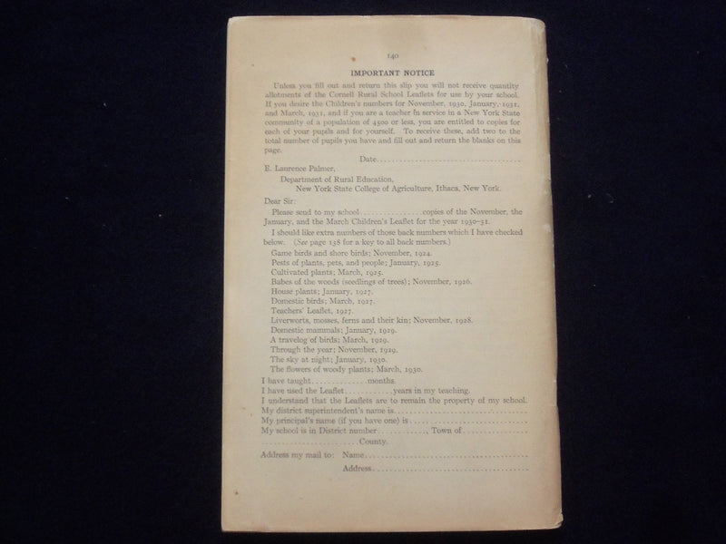 1930 SEPTEMBER CORNELL RURAL SCHOOL LEAFLET SOFTCOVER BOOK -TEACHERS' NO- J 9619
