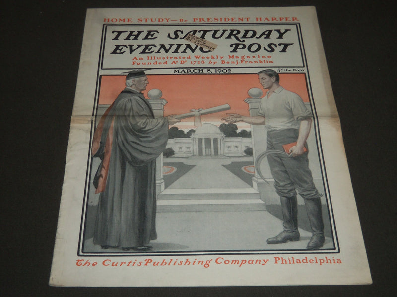 1902 MARCH 8 THE SATURDAY EVENING POST MAGAZINE - ILLUSTRATED COVER- SP 1032
