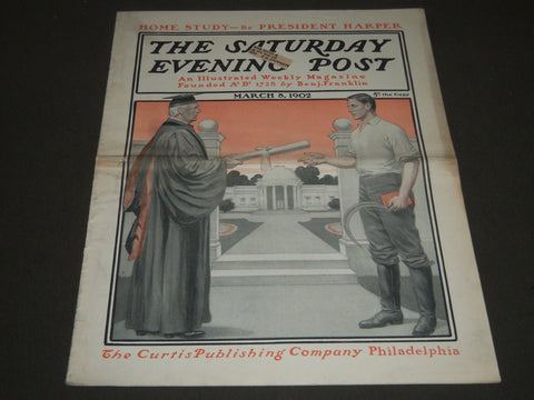 1902 MARCH 8 THE SATURDAY EVENING POST MAGAZINE - ILLUSTRATED COVER- SP 1032