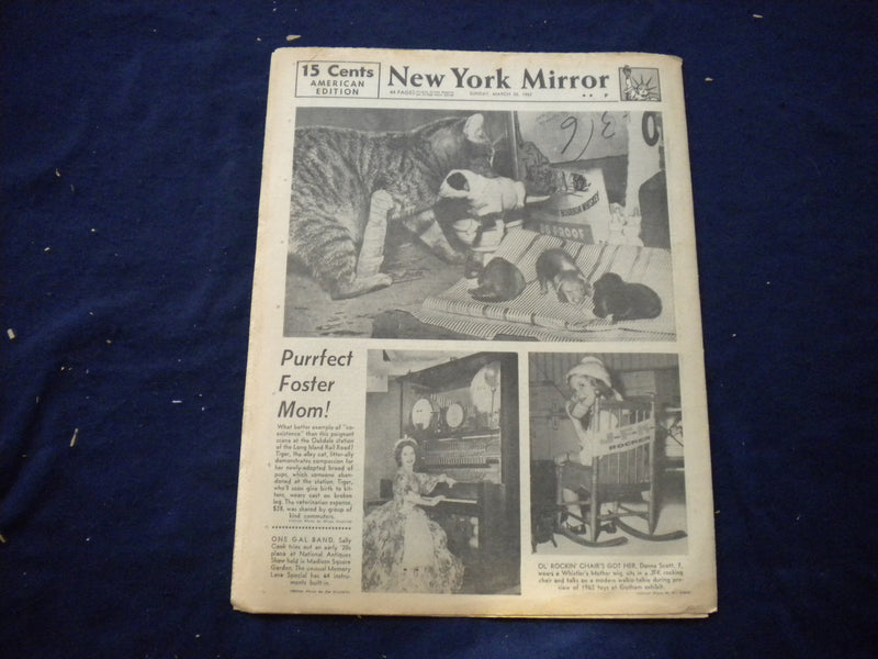 1962 MARCH 25 NEW YORK MIRROR NEWSPAPER - GLORIA TALBOT COVER PHOTO - NP 5999