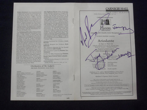 1985 JAN 27 ARIODANTE SIGNED PROGRAM - DIMITRI KAVRAKOS-JUNE ANDERSON + 2 OTHERS
