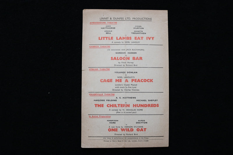 1948 LUTE SONG PROGRAM - YUL BRYNNER - WINTER GARDEN THEATRE - LONDON - K 1900