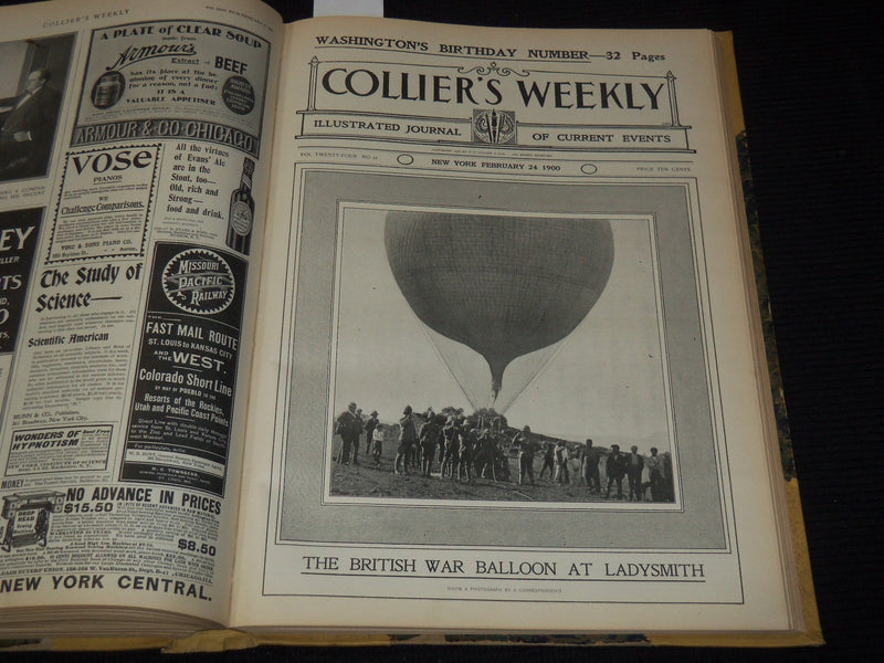 1899-1900 COLLIER'S WEEKLY MAGAZINE BOUND VOLUME - NICE ILLUSTRATIONS - KD 879O