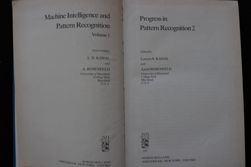 1985 PROGRESS IN PATTERN RECOGNITION 2 HARDCOVER BOOK BY KANAL/ROSENFELD-KD 9798