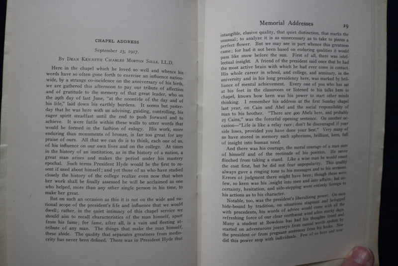 191 JANUARY BOWDOIN COLLEGE BULLETIN MEMORIAL BY WILLIAM DEWITT HYDE - K 842