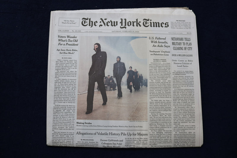 2024 FEB 10 NEW YORK TIMES - NETANYAHU TELLS MILITARY TO PLAN CLEARING OF CITY