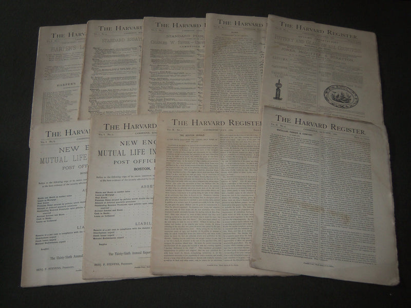 1880 THE HARVARD REGISTER MAGAZINE LOT OF 9 ISSUES - CAMBRIDGE - O 3006
