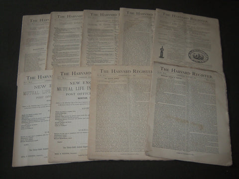 1880 THE HARVARD REGISTER MAGAZINE LOT OF 9 ISSUES - CAMBRIDGE - O 3006
