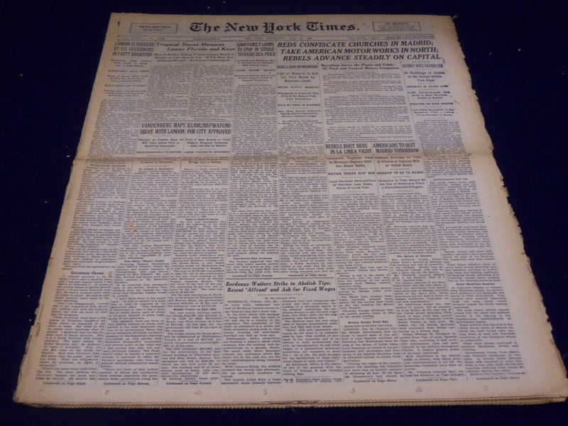 1936 JULY 29 NEW YORK TIMES - REDS CONFISCATE CHURCHES IN MADRID - NT 1846