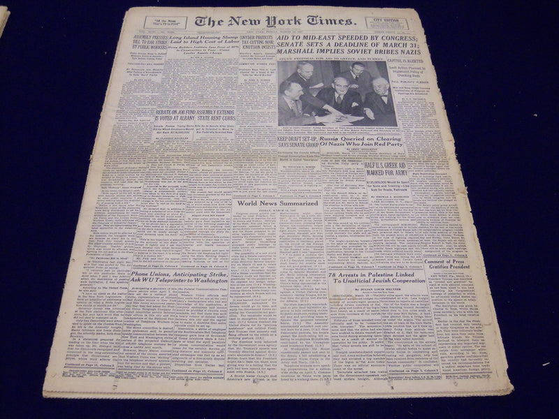 1947 MAR 14 NEW YORK TIMES - AID TO MID-EAST SPEEDED BY CONGRESS - NT 92