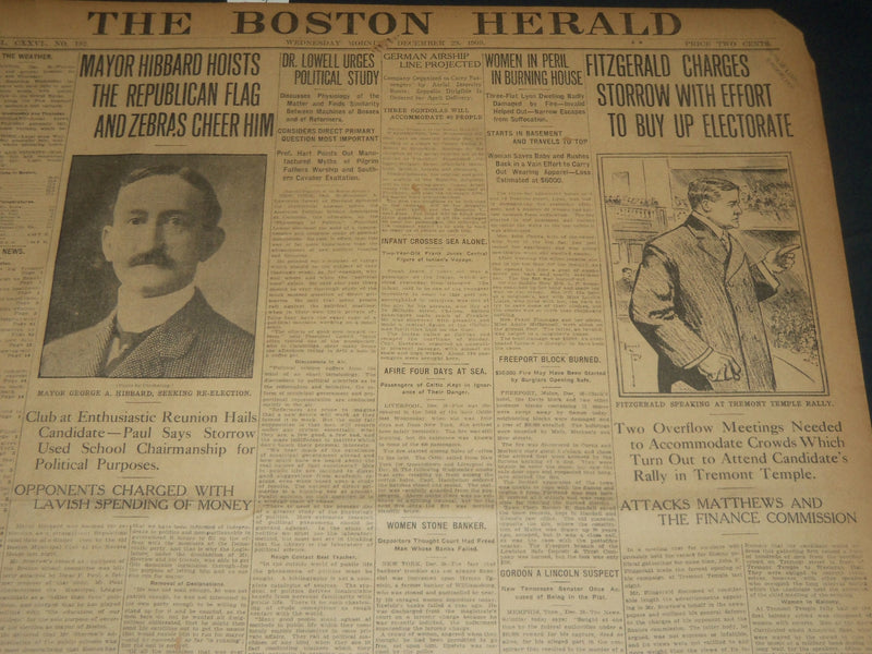 1909 DECEMBER 29 THE BOSTON HERALD - FITZGERALD CHARGES STORROW - BH 319