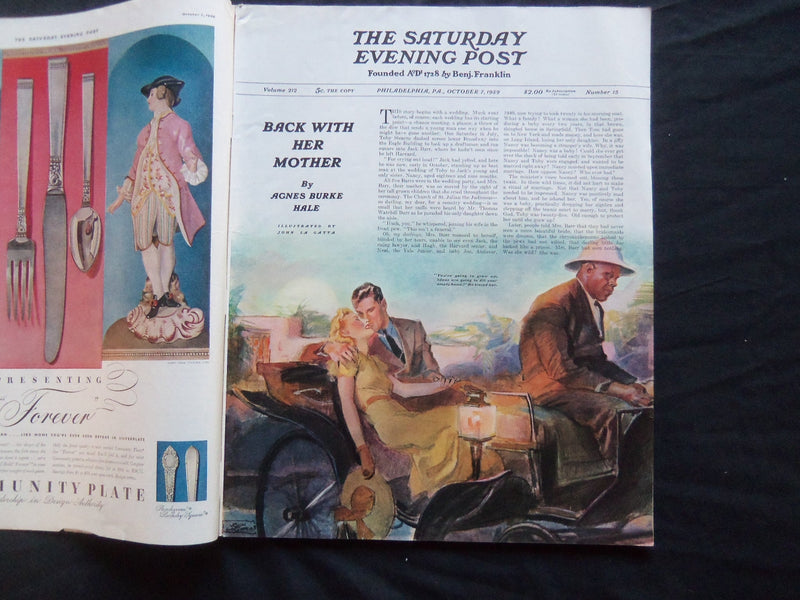 1939 OCTOBER 7 THE SATURDAY EVENING POST MAGAZINE - ILLUSTRATED COVER - SP 1800