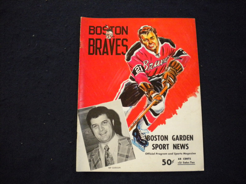 1971 OCTOBER 8 BOSTON BRAVES VS. CLEVELAND BARONS AHL HOCKEY PROGRAM - SP 3624G