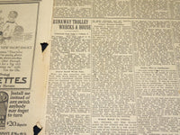 1923 JUNE 8 NEW YORK TIMES - RUNAWAY TROLLEY WRECKS HOUSE KILLS GIRL - NT 8660